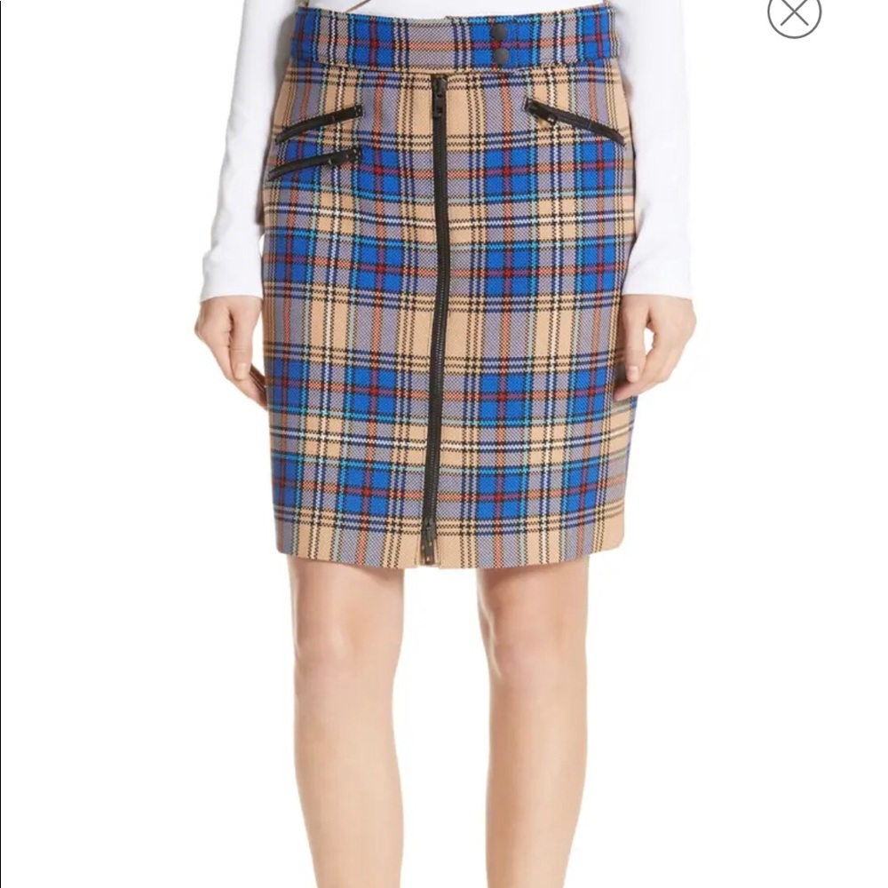 Griffin Zip Detail Plaid Skirt